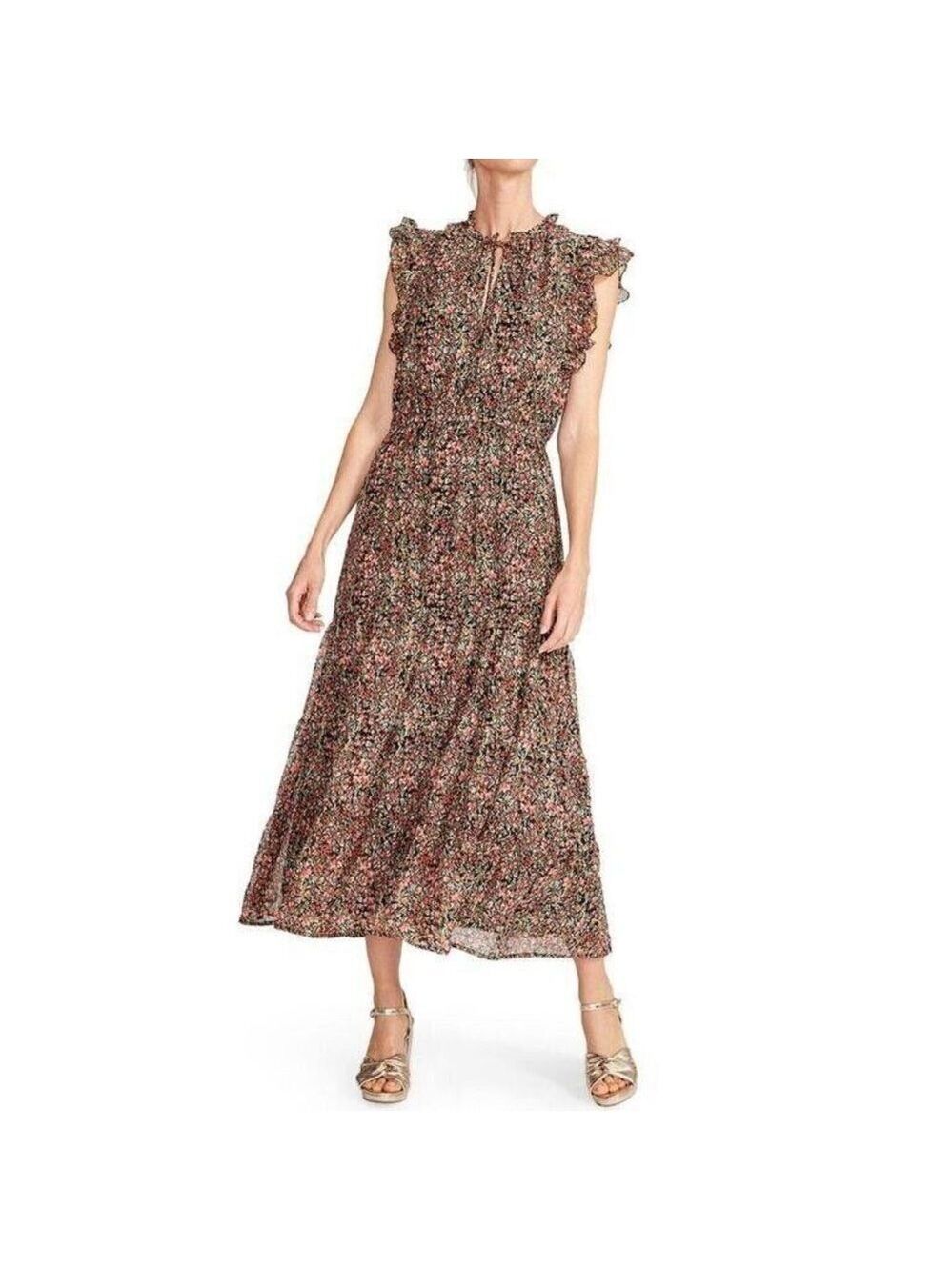 **BB Dakota** Steve Madden Ditsy Summer Chiffon Dress L Retail $119 NWT